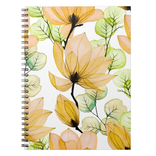 Cuaderno Magnolia Eucalyptus: Impresión Seamless de Acuarel (Frente)