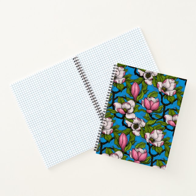 Cuaderno Magnolia floreciente en azul (Interior)
