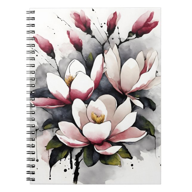 Cuaderno Magnolia - Flores acuarela (Frente)