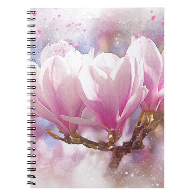 Cuaderno Magnolia Rosa Morada Floreciendo - Flor de Primave (Frente)