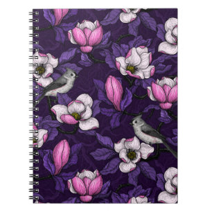 Cuaderno Magnolia y pájaro del titmouse 4