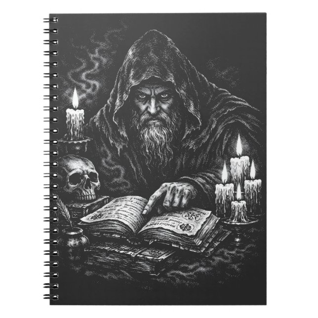 Cuaderno Mago estudiando el grimorio — por BurnsInHell (Frente)