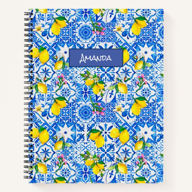Cuaderno Magólica azul veraniego cítrico siciliano Mediterr (Anverso)