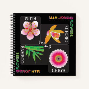 Cuaderno Mah Jongg 4 Bloc de notas de flores