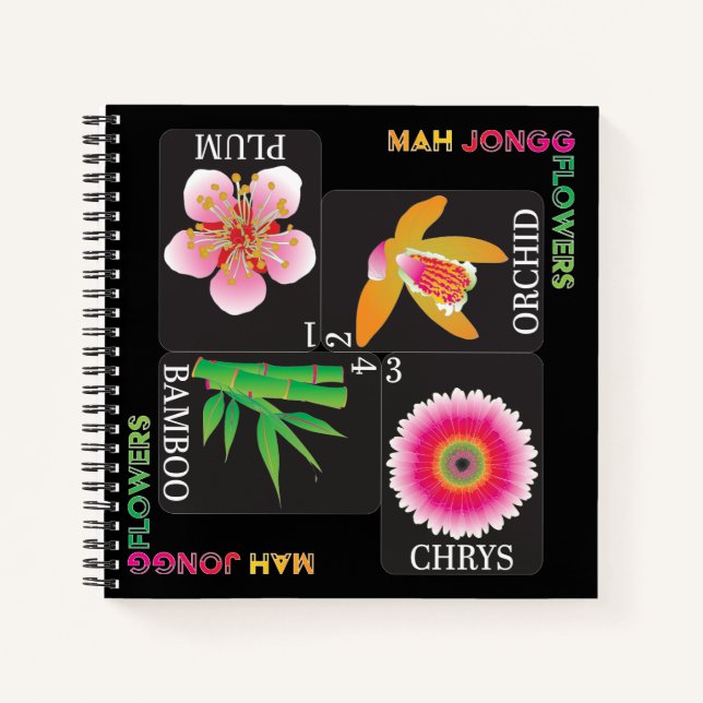 Cuaderno Mah Jongg 4 Bloc de notas de flores (Anverso)