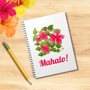 Cuaderno ¡Mahalo! Pintura de Hibiscus en Hawai Rosa