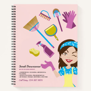 Cuaderno Maid Cute, Personalizado de Janitorial Púrpura Ros