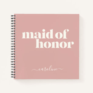 Cuaderno Maid of Honor Simple Nombre Minimalista Rubor Rosa