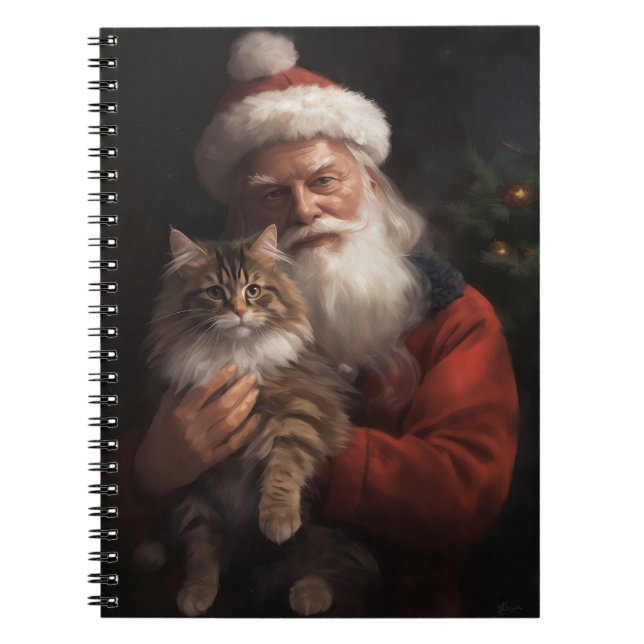 Cuaderno Maine Coon Con Los Navidades Festividades De Santa (Frente)