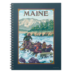 Cuaderno MaineRiver que transporta escena en balsa