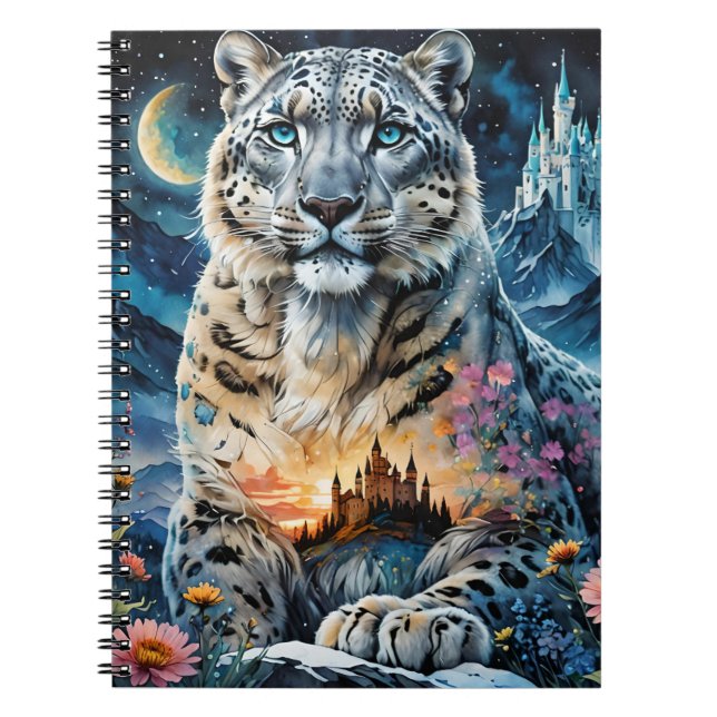 Cuaderno Majestic Leopardo de la nieve - Castillo - Luna, (Frente)