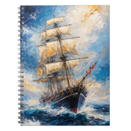 Cuaderno Majestic Tall Ship at Sea – Impressionist Nautical