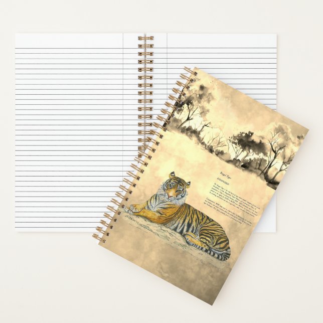 Cuaderno Majestuosa acuarela de tigres bengalíes
