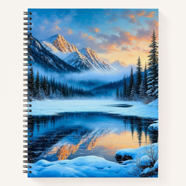 Cuaderno Majestuosas montañas cubiertas de nieve reflejándo (Anverso)