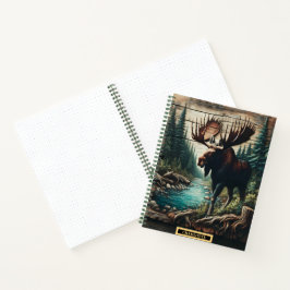 Cuaderno Majestuoso alce a orillas de un río sereno