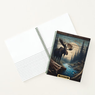 Cuaderno Majestuoso alce al lado de un río tranquilo al ata