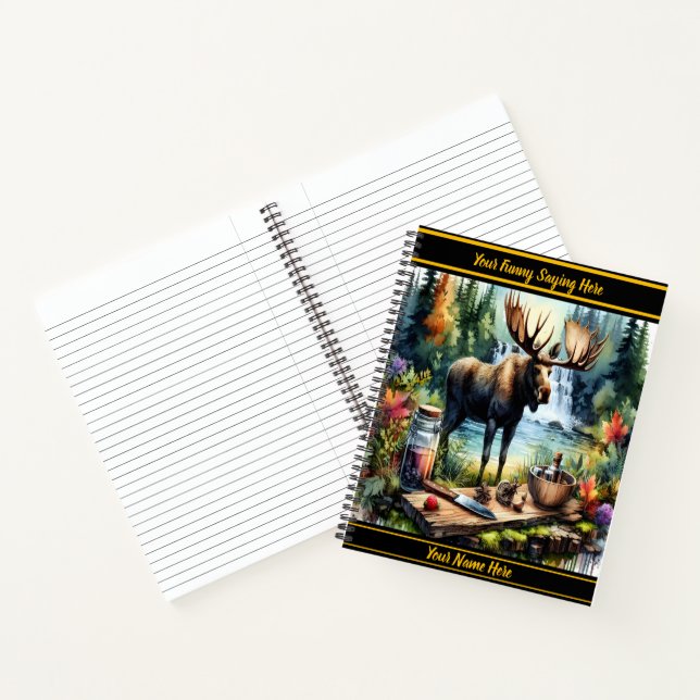 Cuaderno Majestuoso alce cerca de una serena cascada al ata (Interior)