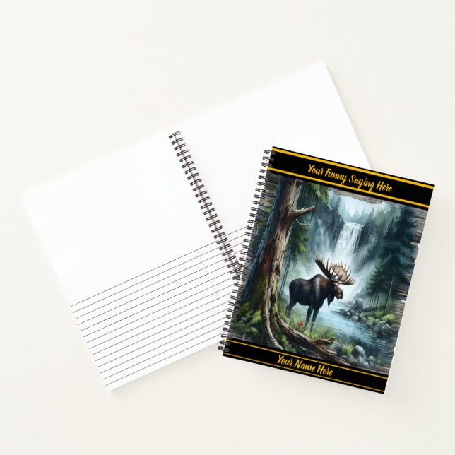 Cuaderno Majestuoso alce cerca de una tranquila cascada (Interior)