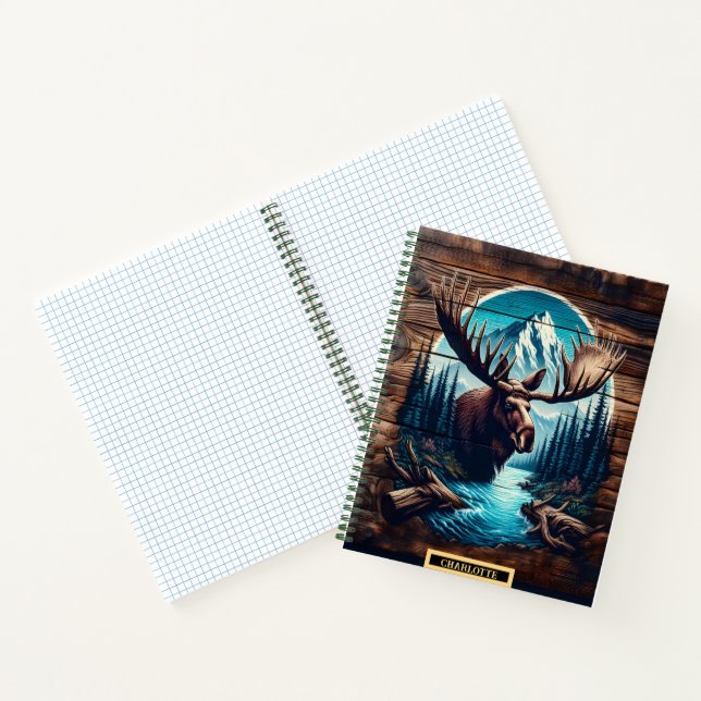 Cuaderno Majestuoso alce en un desierto junto a un río (Interior)