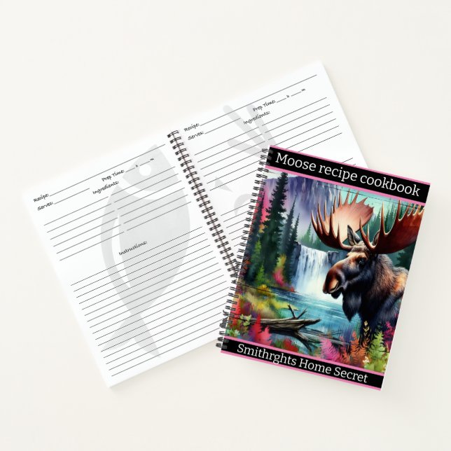 Cuaderno Majestuoso alce junto a la tranquila cascada del b (Interior)