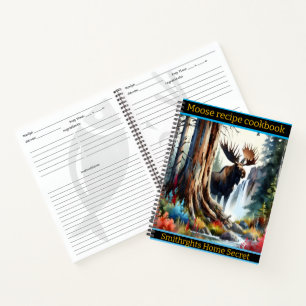 Cuaderno Majestuoso alce junto a la tranquila cascada del b