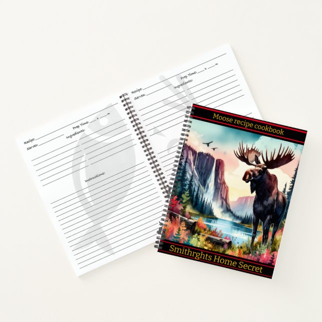 Cuaderno Majestuoso alce junto a un sereno lago montañoso (Interior)