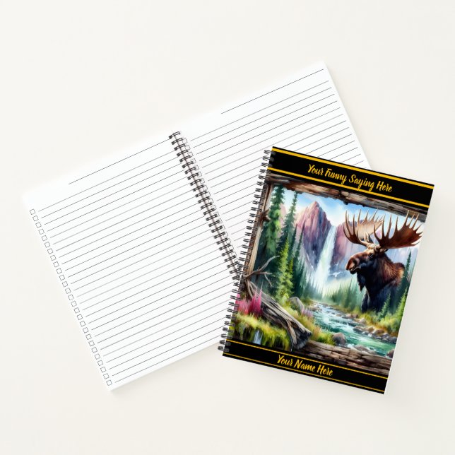 Cuaderno Majestuoso alce junto a un tranquilo arroyo montañ (Interior)
