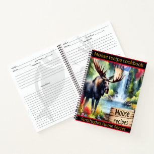 Cuaderno Majestuoso alce junto a una cascada tranquila al a