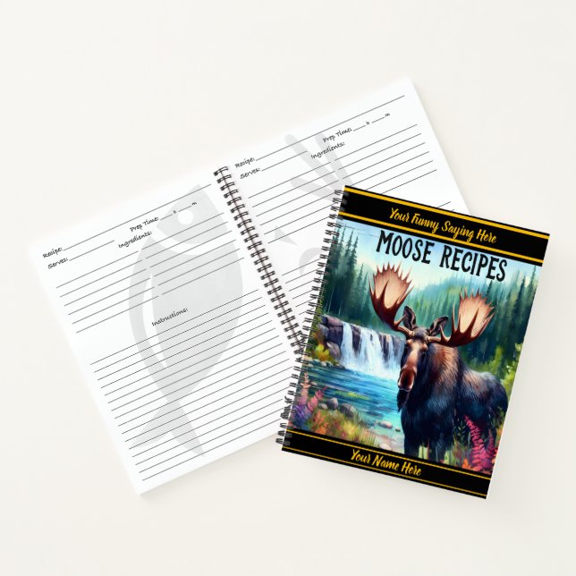 Cuaderno Majestuoso alce junto a una cascada tranquila en o (Interior)