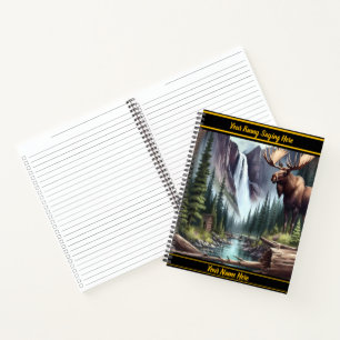 Cuaderno Majestuoso alce junto a una cascada tranquila en u