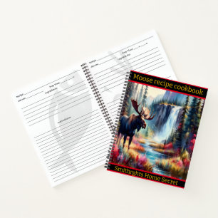 Cuaderno Majestuoso alce por una vibrante cascada en otoño
