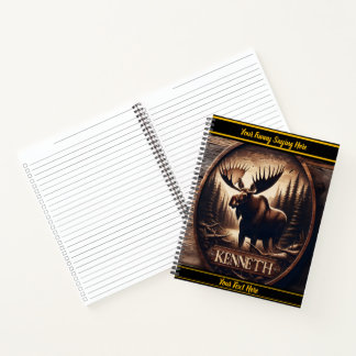 Cuaderno Majestuoso alce tallado en el fondo de un bosque