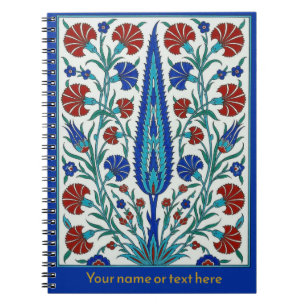 Cuaderno Majestuoso Ciprés y Clavel Botánico de Iznik