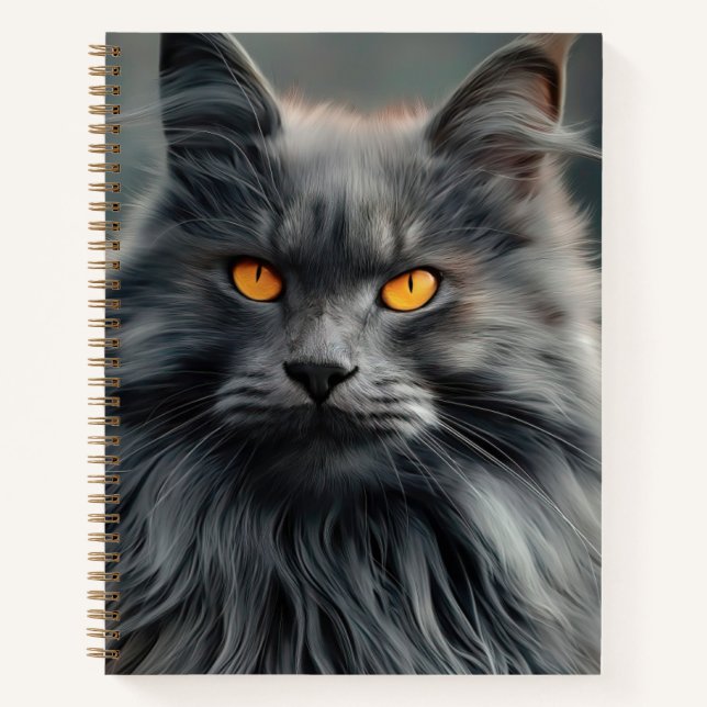 Cuaderno Majestuoso diseño de retratos de gatos de larga du (Anverso)