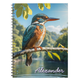 Cuaderno Majestuoso Kingfisher, naturaleza de aves silvestr