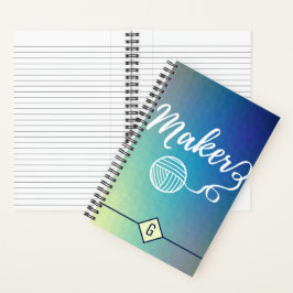 Cuaderno Maker Crafts Tipografía Gradiente Azul Geométrico