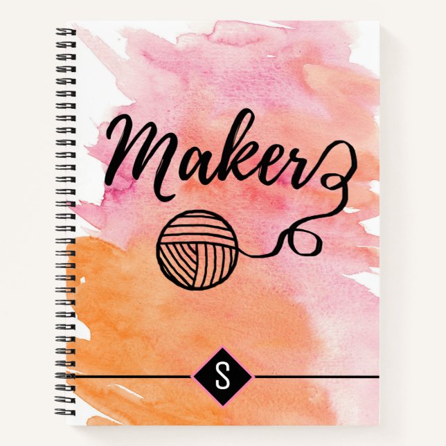 Cuaderno Maker Crafts Typography Watercolor Naranja rosa (Anverso)