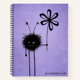 Cuaderno Mal Flor Bug Purple Gótico Nombre Sketchbook