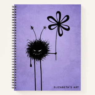 Cuaderno Mal Flor Bug Purple Gótico Nombre Sketchbook