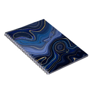 Cuaderno Malaquita Azul con Acentos Dorados Lujo Chic Piedr