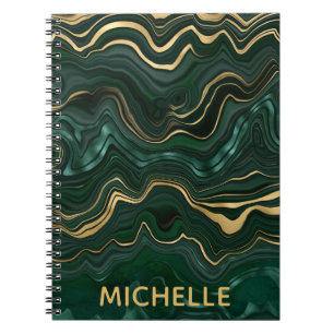 Cuaderno Malaquita verde oscuro y vetas de estrato de lámin