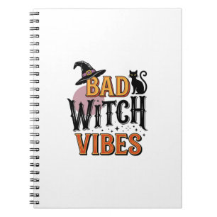 Cuaderno Malas vibras de bruja Diseño de camiseta vintage d
