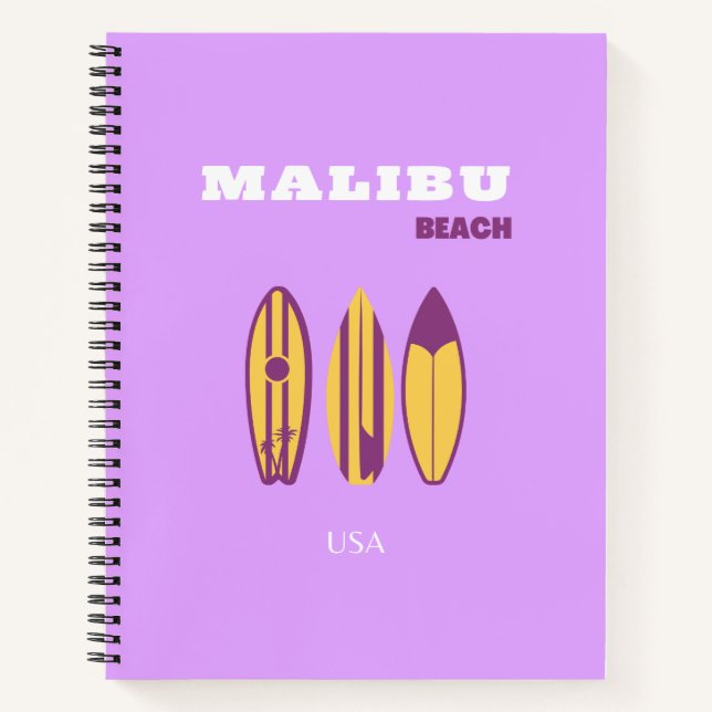 Cuaderno Malibu, playa de Malibu, Preppy, Chica Preppy, Púr (Anverso)