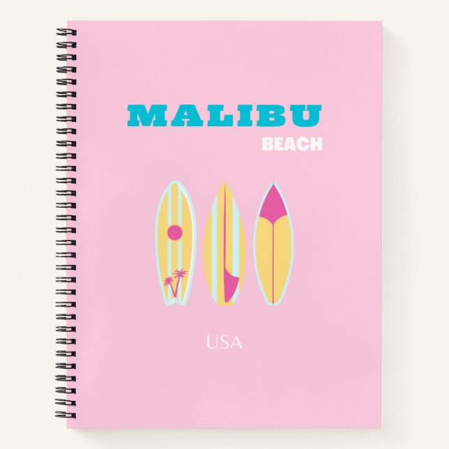 Cuaderno Malibu, Playa Malibu, Preppy, Chica Preppy, Rosa (Anverso)
