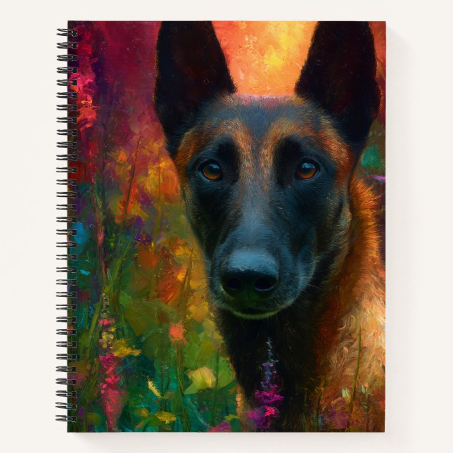 Cuaderno Malinois with Wildflowers Portrait (Anverso)