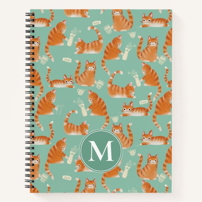 Cuaderno Malo Naranja Tabby Gats golpeando las cosas (Anverso)