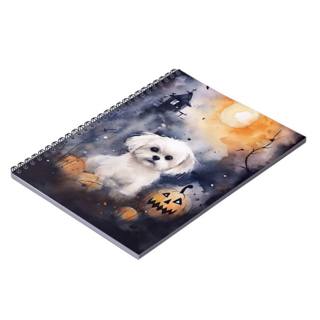 Cuaderno Maltés de Halloween con calabazas aterradoras (Lado Izquierdo)