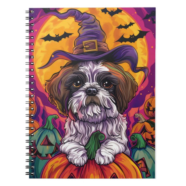 Cuaderno Malti Tzu Toky Perro Halloween Bruja Y Calabaza (Frente)