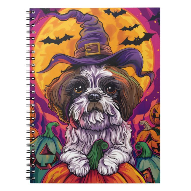 Cuaderno Malti Tzu Toky Perro Halloween Bruja Y Calabaza (Frente)