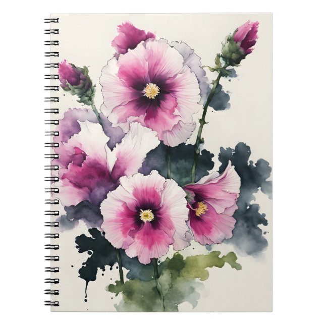 Cuaderno Malvarrosa - Flores de acuarela (Frente)